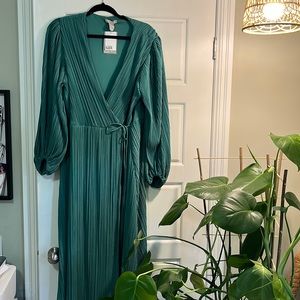 H&M green wrap dress